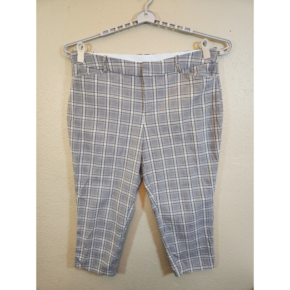 Ava & Viv‎ Womens 22 Gray Plaid Cropped Trousers Stretch Workwear Pants